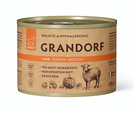 Купить grandorf Консервы для собак Паштет из ягненка с тыквой и брокколи