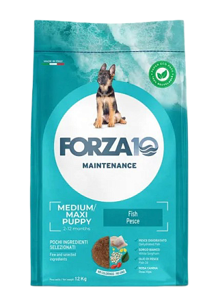 Купить forza10 maintenance medium/maxi puppy сухой корм для щенков средних и крупных пород и сук в период беременности и лактации, с рыбой