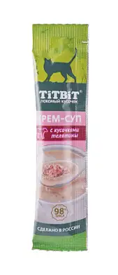 TITBIT Лакомства для кошек крем-суп с кусочками телятины