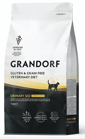 Купить grandorf veterinary diet cat urinary s/o moderate calorie полнорационный диетический сухой корм для кошек склонных к набору веса, при мочекаменной болезни