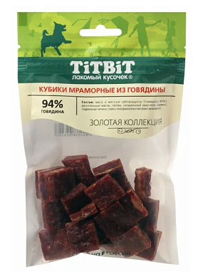 TiTBiT Золотая коллекция лакомство для собак мраморные кубики из говядины