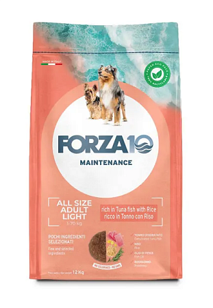 Купить forza10 maintenance dog adult all size сухой корм для взрослых собак всех пород, склонных к полноте, с тунцом и рисом