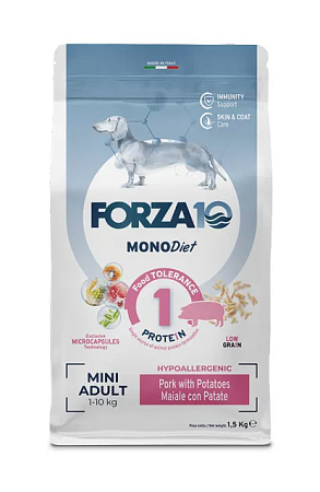 Купить forza10 monodiet adult mini maiale con patate сухой корм для взрослых собак мелких пород, со свининой и картофелем