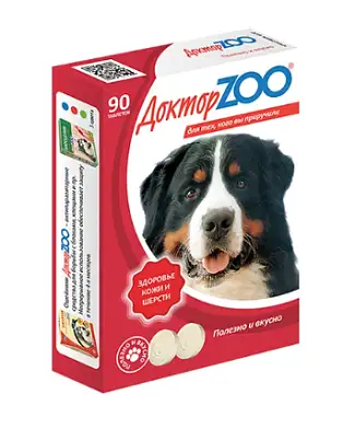 ДОКТОР ZOO Кормовая добавка для собак для здоровья кожи и шерсти с биотином