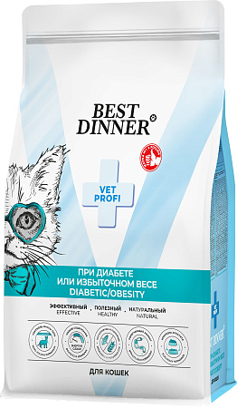 Купить best dinner vet profi diabetic/obesity сухой корм для взрослых кошек для снижения и контроля избыточной массы тела или при сахарном диабете