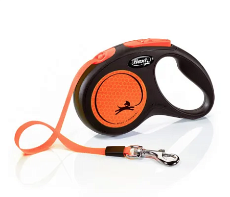 Купить flexi neon new classic рулетка-ремень для собак, светоотражающая оранжевый неон