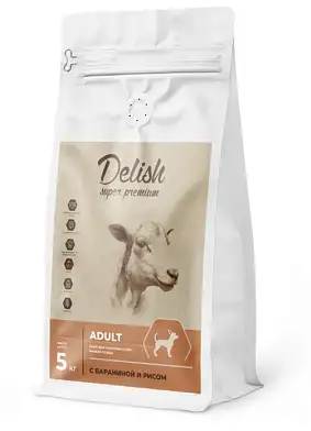 Delish Super Premium сухой корм для взрослых собак мелких пород с бараниной и рисом