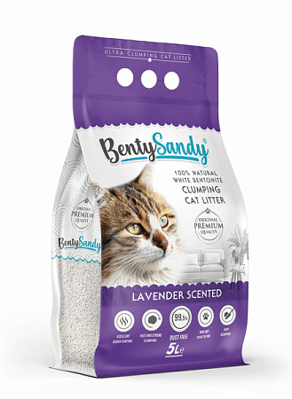 Купить bentysandy lavender наполнитель для кошачьего туалета комкующийся, глиняный, с ароматом лаванды