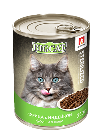 Купить Зоогурман big cat консервы для стерилизованных кошек курица с индейкой в желе
