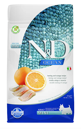 Купить farmina n&d ocean dog herring and orange adult mini сухой беззерновой корм для взрослых собак мелких пород с сельдью и апельсином