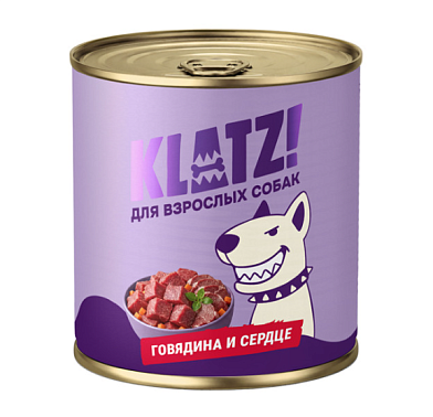 KLATZ! консервы для взрослых собак всех пород с говядиной и сердцем