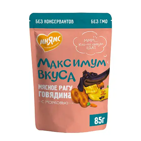 Купить Мнямс влажный корм мясное рагу с говядиной и морковью для собак «Максимум вкуса»  (пауч)