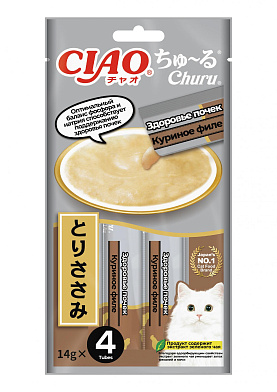 Inaba Ciao Churu лакомство-пюре для кошек, Здоровье почек, Куриное филе