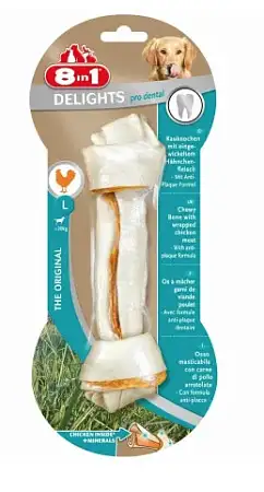 Купить 8in1 dental delights l лакомство для собак крупных пород косточка с куриным мясом и минералами