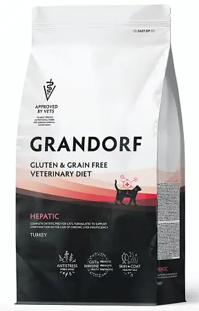 Купить grandorf veterinary diet cat hepatic полнорационный диетический сухой корм для кошек, для поддержания функции печени при ХПН