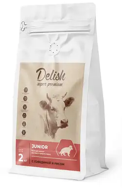 Delish Premium сухой корм для собак средних и крупных пород с говядиной и рисом