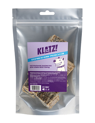 KLATZ! лакомство для взрослых собак всех пород "Кусочки кожи трески"