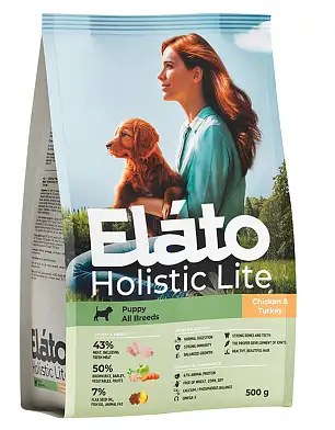 Elato Holistic Lite сухой корм для щенков всех пород с курицей и индейкой