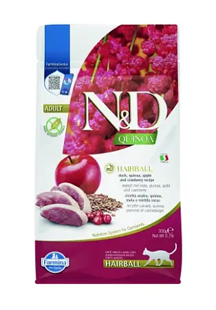 Купить farmina n&d quinoa hairball корм для кошек, утка, киноа, яблоко и клюква, для выведения шерсти