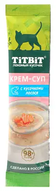 TITBIT Лакомства для кошек крем-суп с кусочками лосося