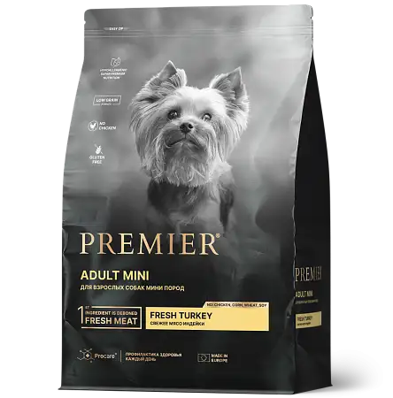 Купить premier сухой корм для взрослых собак мелких пород с индейкой