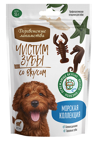 Купить Деревенские лакомства Чистим зубы лакомство для собак морская коллекция