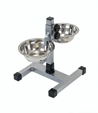 Homepet металлическая регулируемая подставка с мисками для собак и кошек хром