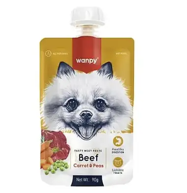 Wanpy Dog лакомство для собак мясной мусс из курицы из говядины и моркови с горохом