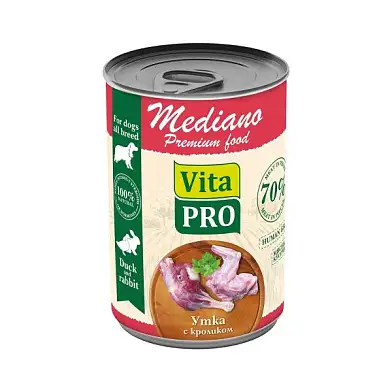 VITA PRO MEDIANO консервы для собак утка с кроликом кусочки в соусе