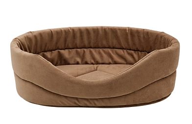 ZOOexpress лежанка овальная «CITY» для кошек и собак мебельная ткань, коричневая